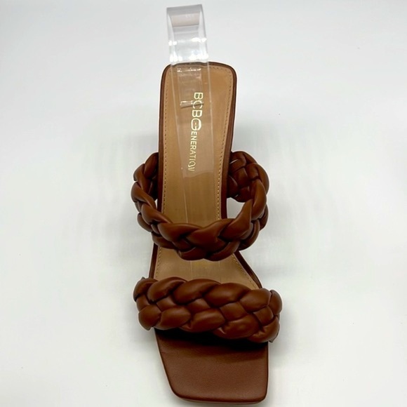 BCBGENERATION- Brown Braided Sounder Square Slip On Open Toe Sandals Size 8.5 - Picture 3 of 14